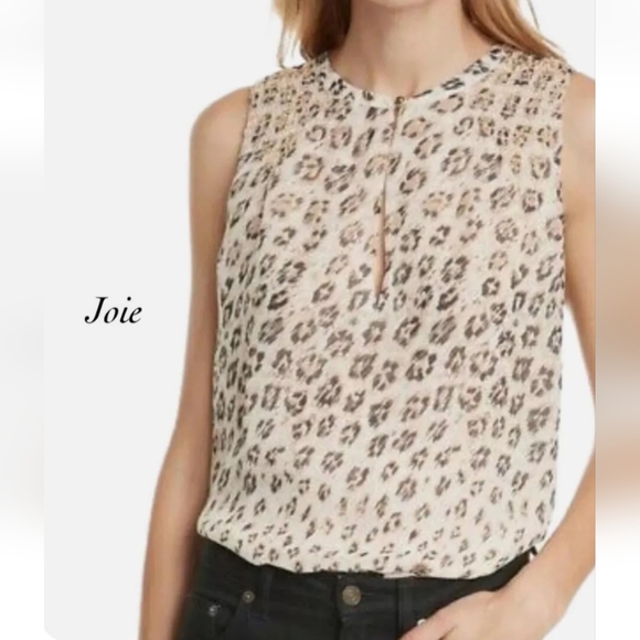 NWT Joie Leopard Print Silk Tank Corie Blouse Cappuccino Layering Size Medium - Picture 2 of 12